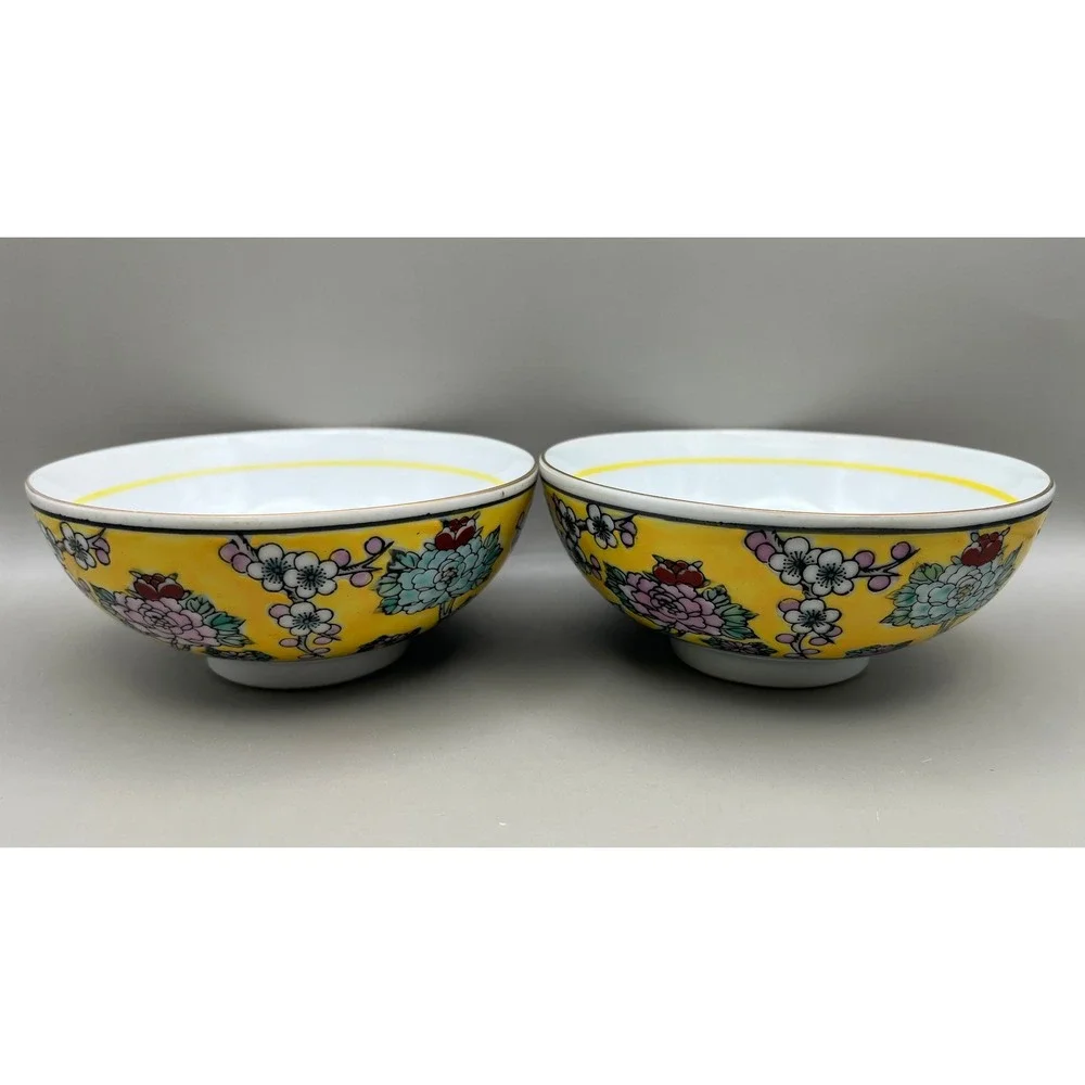 Gold Imari Hand Painted Peacock Floral Porcelain Decorative Bowls‎ Set 3 As Is